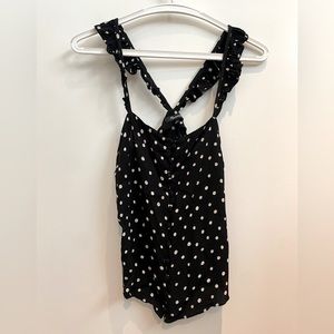 Madewell tank blouse, size 2. Black with white polka dots. Lightly worn.